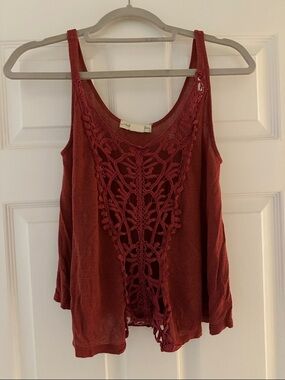 Women’s Rust Crochet-Front Tank Top